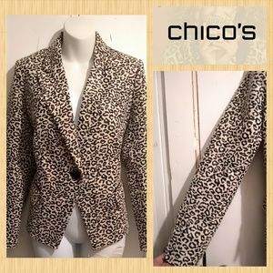 Chico's Cheetah Print Faux Sueded Blazer Sz S/4